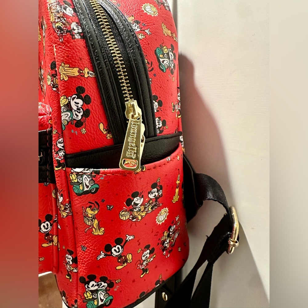 Loungefly Disney Parks Mickey & Minnie Runaway Railway Mini Backpack. - Picture 4 of 5